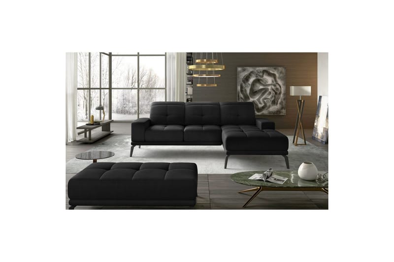 Hjørnesofa Eltap Torrense 265x175x98 cm - Mat Velvet 99, Sort, Højre - Møbler - Sofaer - Sovesofaer