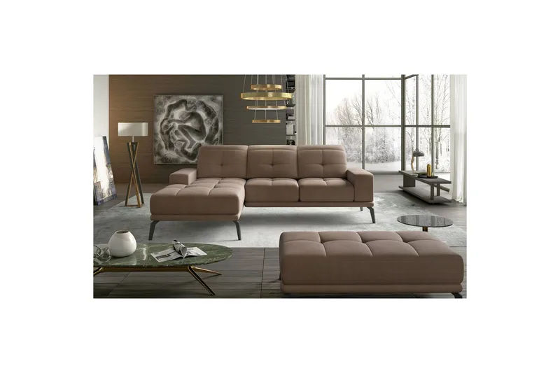 Hjørnesofa Eltap Torrense 265x175x98 cm - Monolith 09, Lysebrun, Venstre - Møbler - Sofaer - Sovesofaer