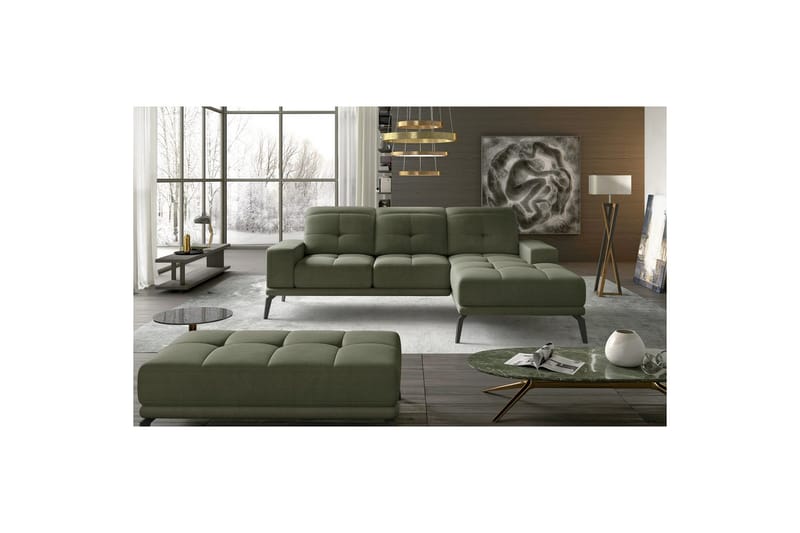 Hjørnesofa Eltap Torrense 265x175x98 cm - Monolith 38, Grøn, Højre - Møbler - Sofaer - Sovesofaer