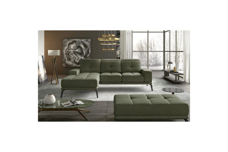 Hjørnesofa Eltap Torrense 265x175x98 cm - Monolith 38, Grøn, Venstre - Møbler - Sofaer - Sovesofaer
