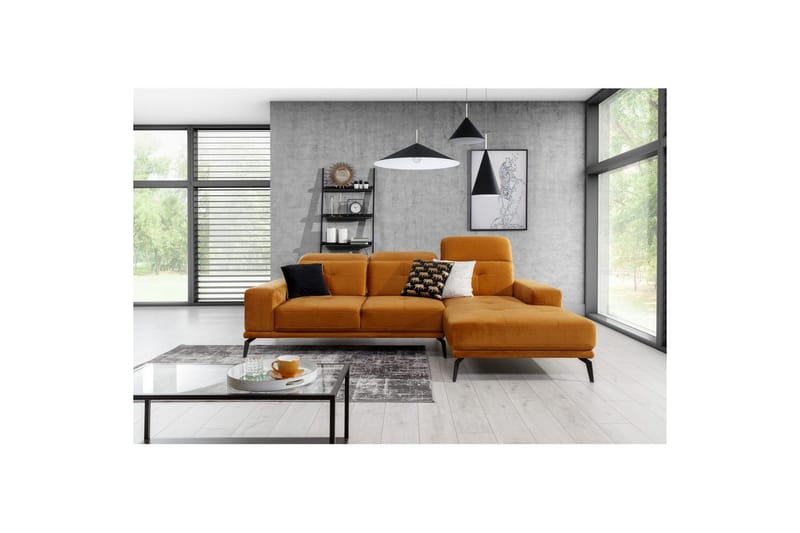 Hjørnesofa Eltap Torrense 265x175x98 cm - Monolith 48, Orange, Højre - Møbler - Sofaer - Sovesofaer