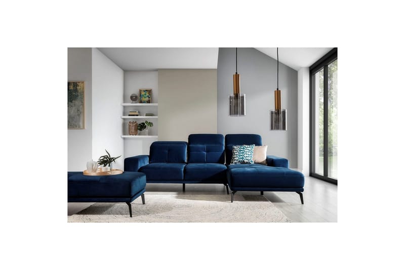Hjørnesofa Eltap Torrense 265x175x98 cm - Monolith 77, Blå, Højre - Møbler - Sofaer - Sovesofaer