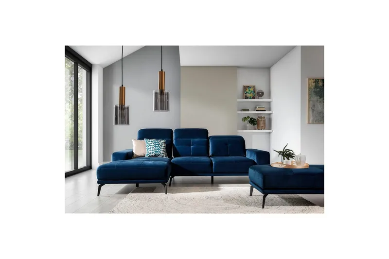Hjørnesofa Eltap Torrense 265x175x98 cm - Monolith 77, Blå, Venstre - Møbler - Sofaer - Sovesofaer