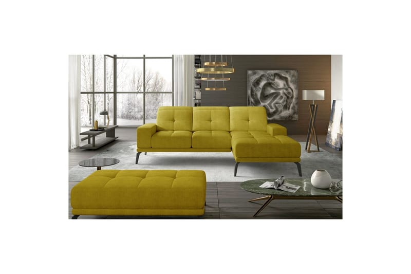 Hjørnesofa Eltap Torrense 265x175x98 cm - Omega 68, Gul, Højre - Møbler - Sofaer - Sovesofaer