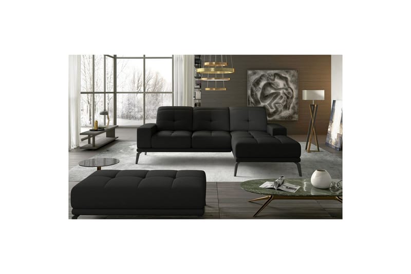 Hjørnesofa Eltap Torrense 265x175x98 cm - Sawana 14, Sort, Højre - Møbler - Sofaer - Sovesofaer