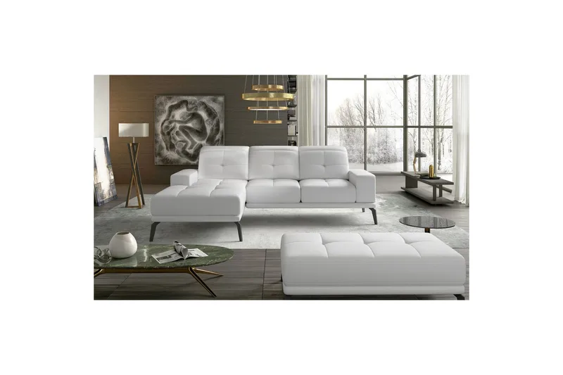 Hjørnesofa Eltap Torrense 265x175x98 cm, Soft 17, Hvid, Venstre