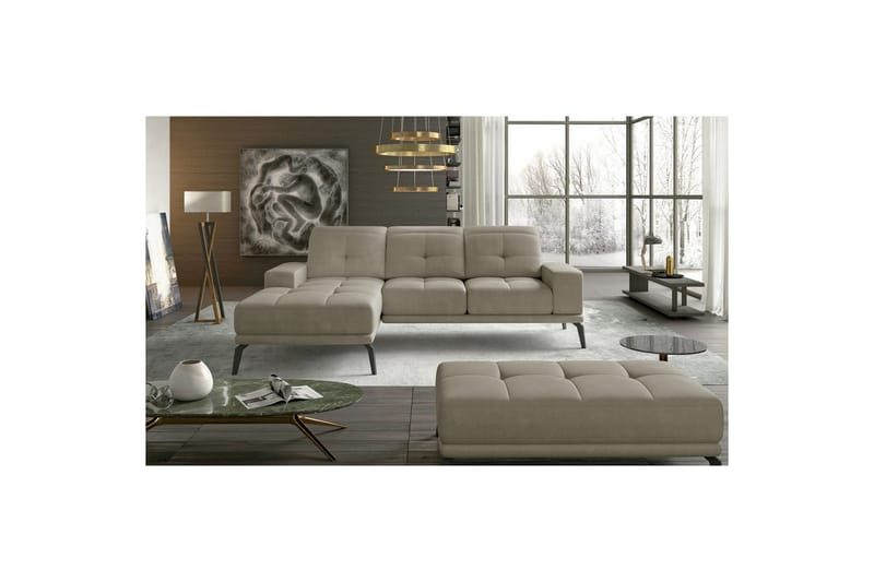 Hjørnesofa Eltap Torrense 265x175x98 cm - Paros 02, Beige, Venstre - Møbler - Sofaer - Sovesofaer