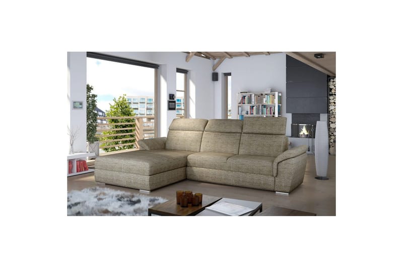 Hjørnesofa Eltap Trevisco 272x216x100 cm - Berlin 03, Beige, Venstre - Møbler - Sofaer - Sovesofaer