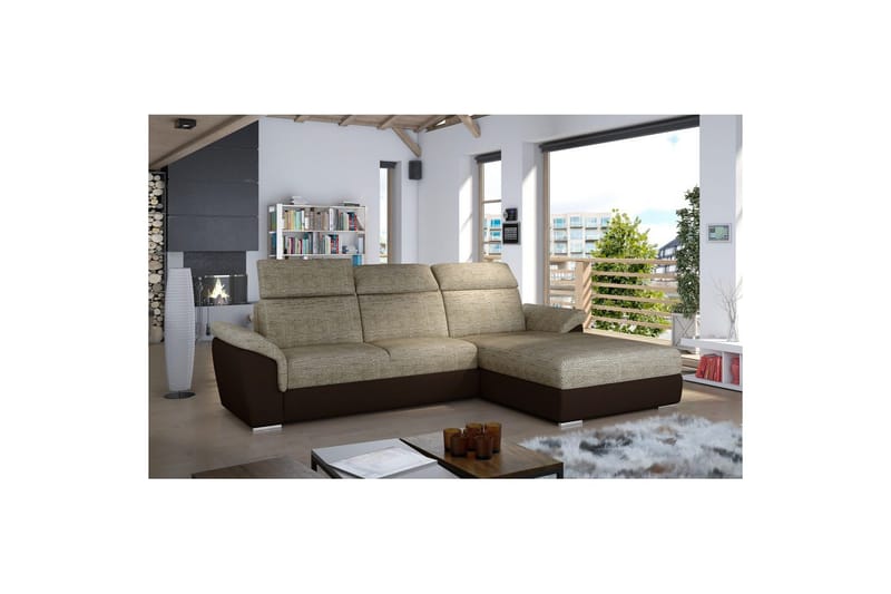 Hjørnesofa Eltap Trevisco 272x216x100 cm - Berlin 03, Soft 66, Beige, Højre - Møbler - Sofaer - Sovesofaer