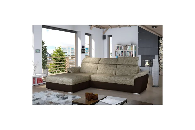 Hjørnesofa Eltap Trevisco 272x216x100 cm - Berlin 03, Soft 66, Beige, Venstre - Møbler - Sofaer - Sovesofaer