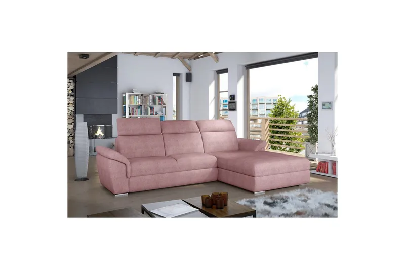 Hjørnesofa Eltap Trevisco 272x216x100 cm - Omega 91, Pink, Højre - Møbler - Sofaer - Sovesofaer