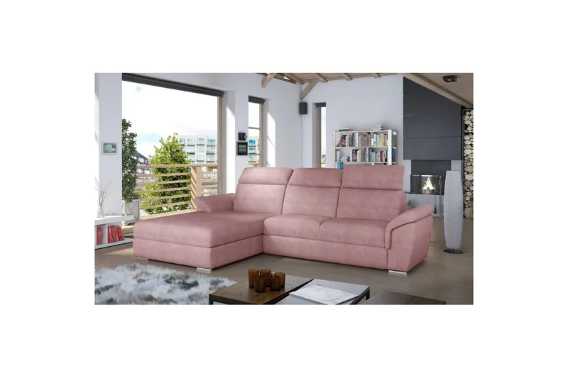 Hjørnesofa Eltap Trevisco 272x216x100 cm - Omega 91, Pink, Venstre - Møbler - Sofaer - Sovesofaer