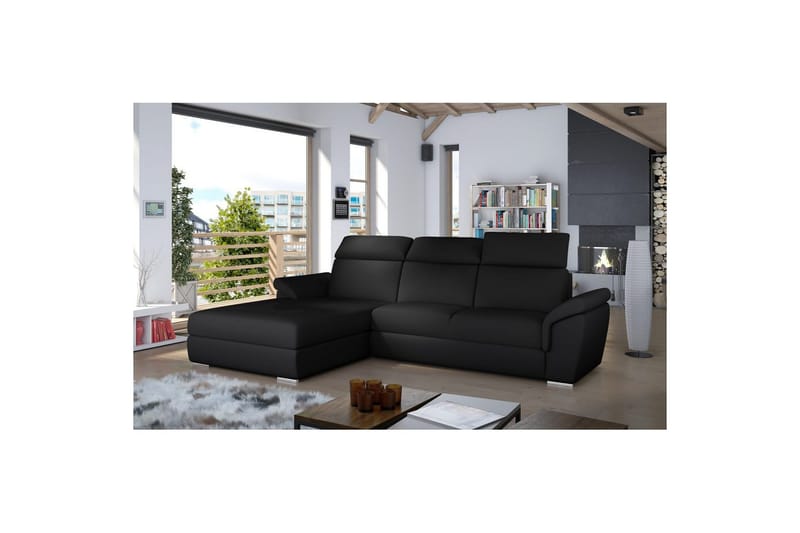 Hjørnesofa Eltap Trevisco 272x216x100 cm - Soft 11, Sort, Venstre - Møbler - Sofaer - Sovesofaer