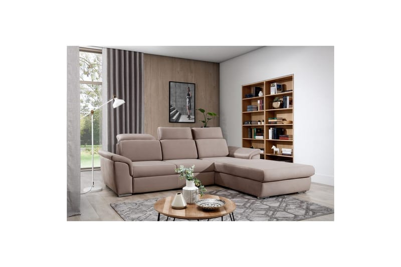 Hjørnesofa Eltap Trevisco 272x216x100 cm - Solar 16, Beige, Højre - Møbler - Sofaer - Sovesofaer