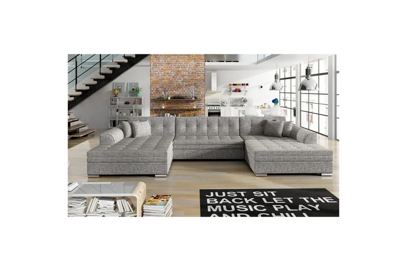 Hjørnesofa Eltap Vento 359x165x78 cm, Berlin 01, Grå, Symmetrisk