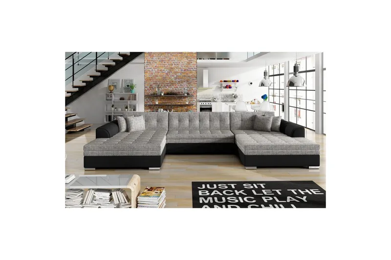 Hjørnesofa Eltap Vento 359x165x78 cm, Berlin 01, Soft 11, Grå, Symmetrisk