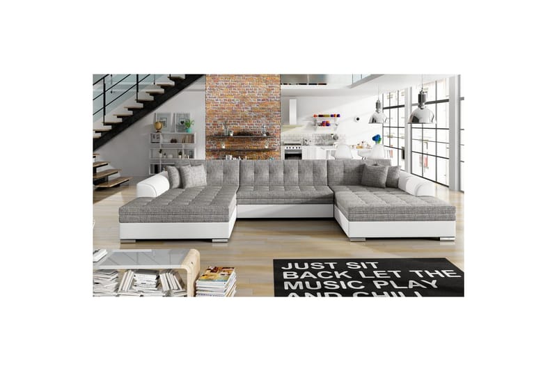 Hjørnesofa Eltap Vento 359x165x78 cm - Berlin 01, Soft 17, Grå, Symmetrisk - Møbler - Sofaer - Sovesofaer