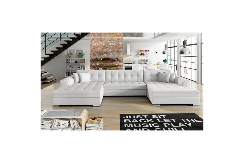 Hjørnesofa Eltap Vento 359x165x78 cm, Soft 17, Hvid, Symmetrisk