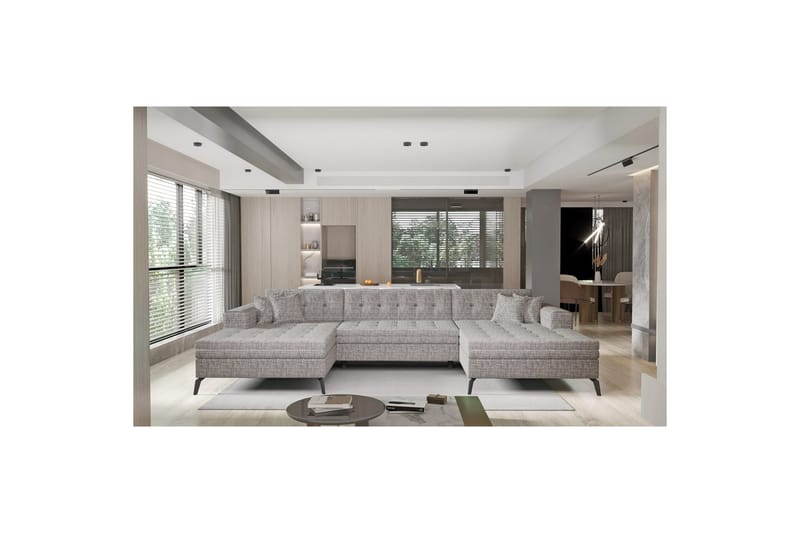 Hjørnesofa Eltap Vertizo 350x170x93 cm - Marte 130, Grå, Symmetrisk - Møbler - Sofaer - Sovesofaer