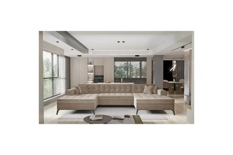 Hjørnesofa Eltap Vertizo 350x170x93 cm, Nube 20, Beige, Symmetrisk