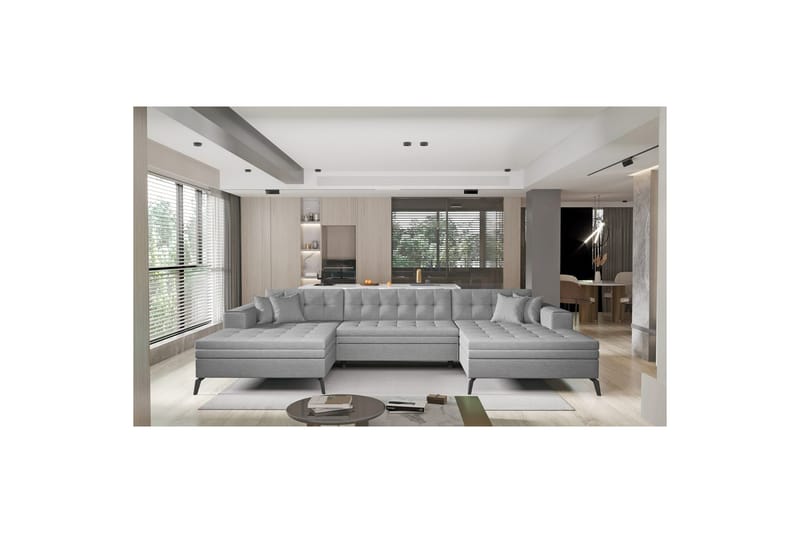 Hjørnesofa Eltap Vertizo 350x170x93 cm - Tipa 3, Grå, Symmetrisk - Møbler - Sofaer - Sovesofaer