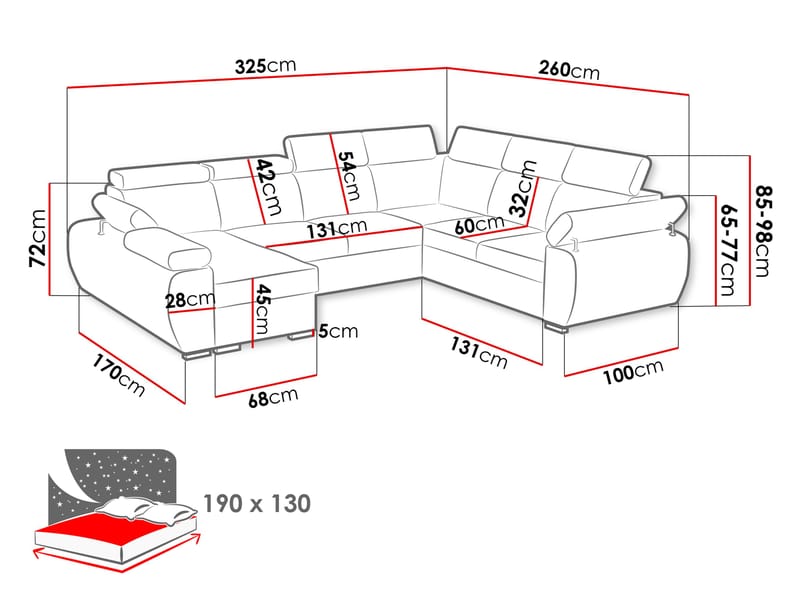 hjørnesofa Hjørnesofa BOSTON U Flow 10 Højre - Møbler - Sofaer - Sovesofaer