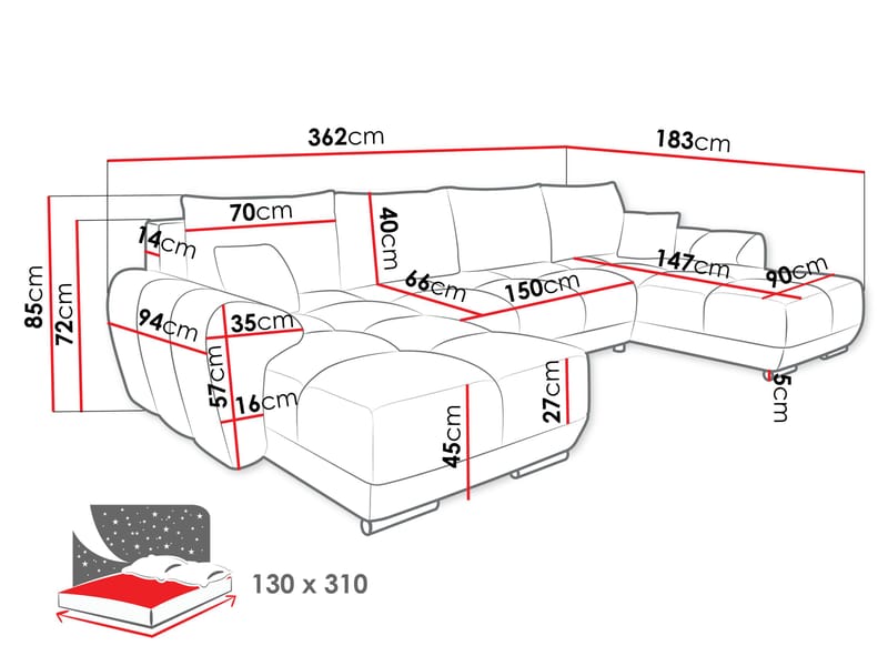 hjørnesofa Hjørnesofa LOGO U Lumo 55 - Møbler - Sofaer - Sovesofaer