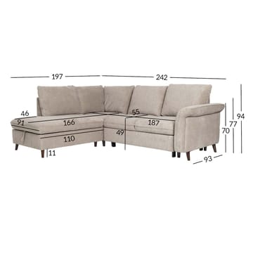 Hjørnesofa HOME4YOU Lindy Lysebrun Venstre hjørne - lysebrun - Møbler - Sofaer - Sovesofaer