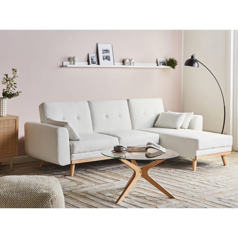 Hjørnesofa Kaarina - Hvid, brun - Møbler - Sofaer - Sovesofaer