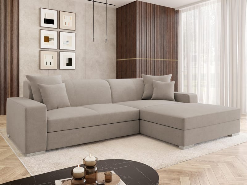 hjørnesofa Mexico Velo 623 Højrevendt - beige - Møbler - Sofaer - Sovesofaer