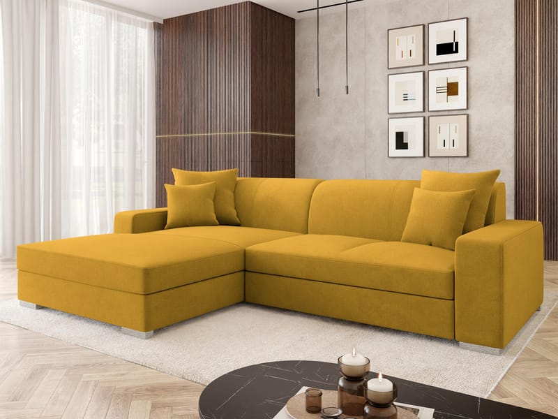 hjørnesofa Mexico Velo 626 Venstrevendt - gul - Møbler - Sofaer - Sovesofaer