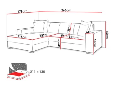hjørnesofa Mexico Velo 633 Venstrevendt - grå - Møbler - Sofaer - Sovesofaer