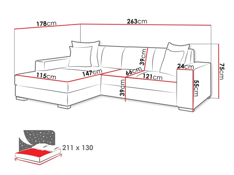 hjørnesofa Mexico Velo 636 Venstrevendt - Velo 636 - Møbler - Sofaer - Sovesofaer