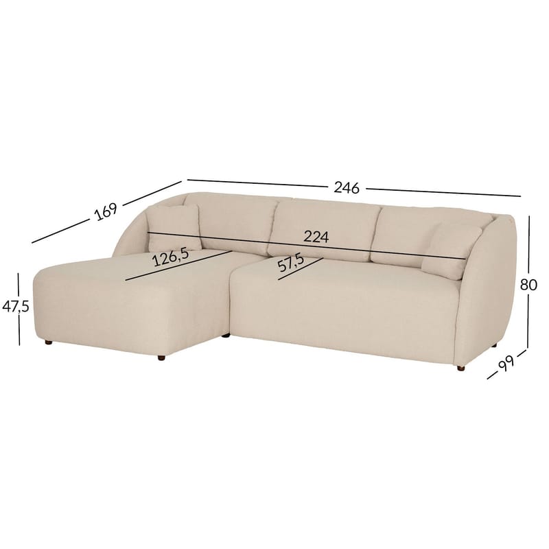 Hjørnesofa Norrby Venstre - creme - Møbler - Sofaer - Sovesofaer