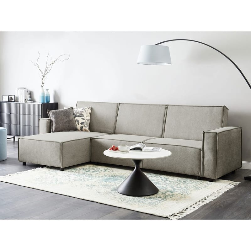 Hjørnesofa Romedal II - Beige, sort/Højrevendt - Møbler - Sofaer - Sovesofaer
