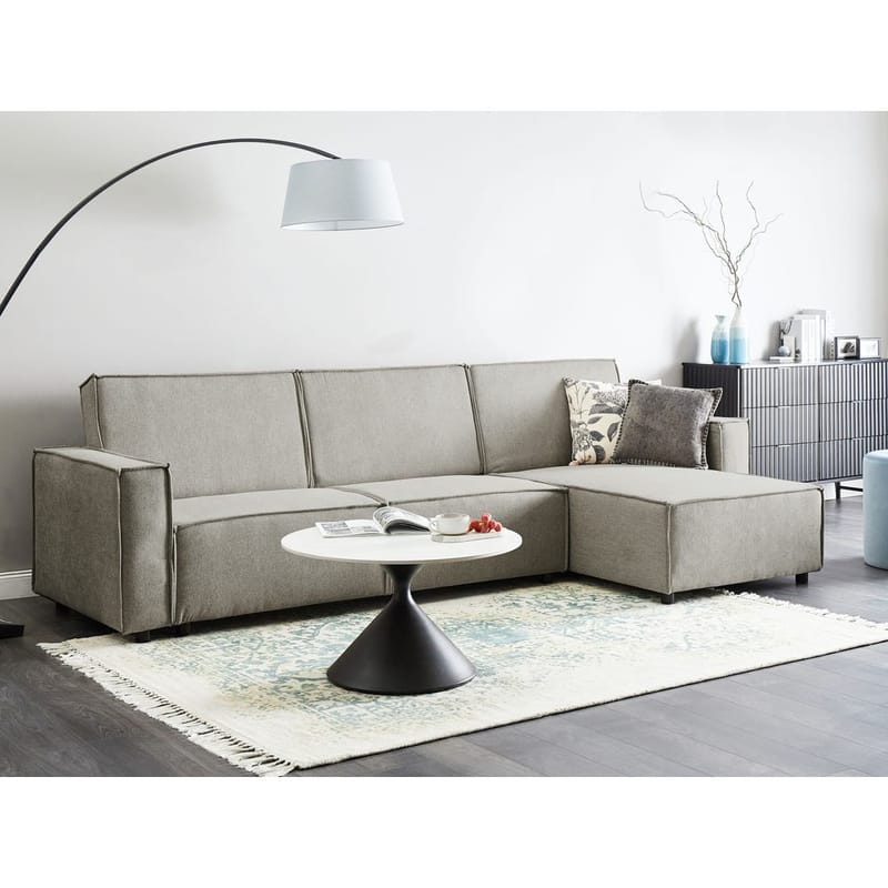 Hjørnesofa Romedal II - Beige, sort/Venstrevendt - Møbler - Sofaer - Sovesofaer