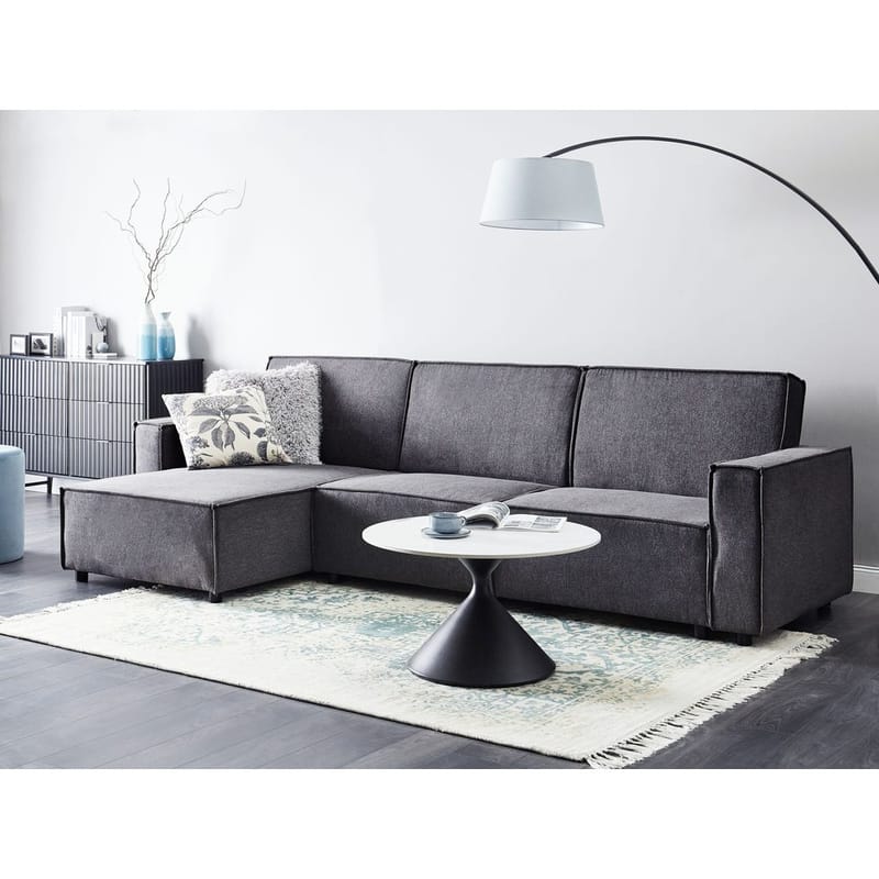 Hjørnesofa Romedal II - Grå, sort/højrevendt - Møbler - Sofaer - Sovesofaer