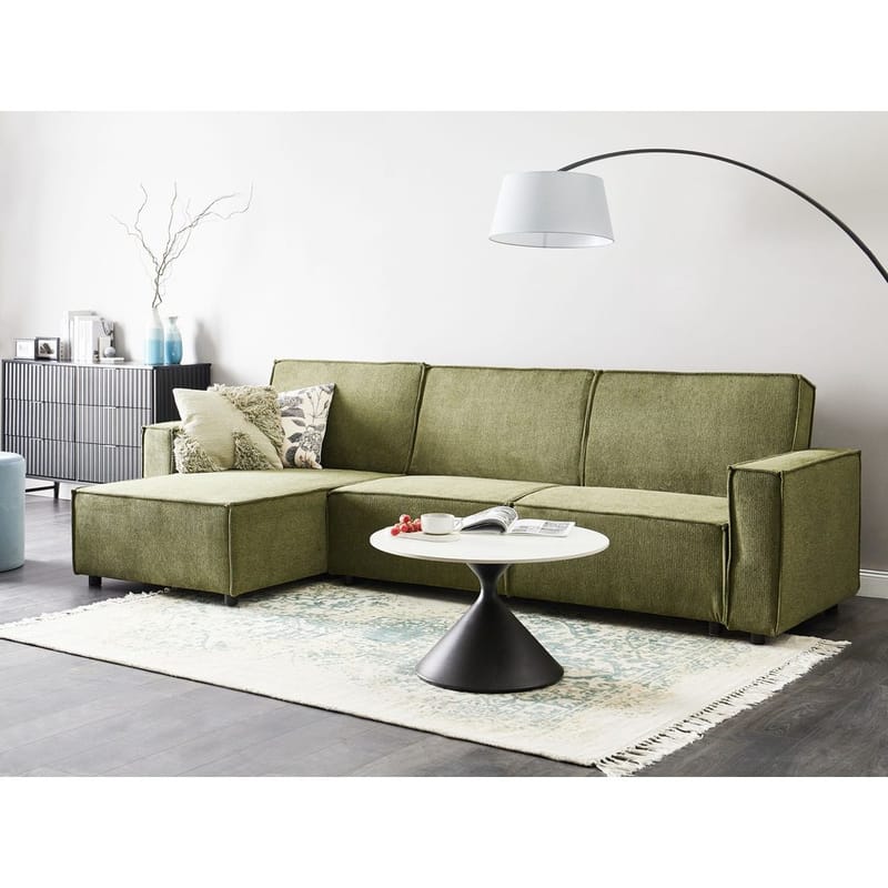 Hjørnesofa Romedal II - Grøn, Sort/Højrevendt - Møbler - Sofaer - Sovesofaer