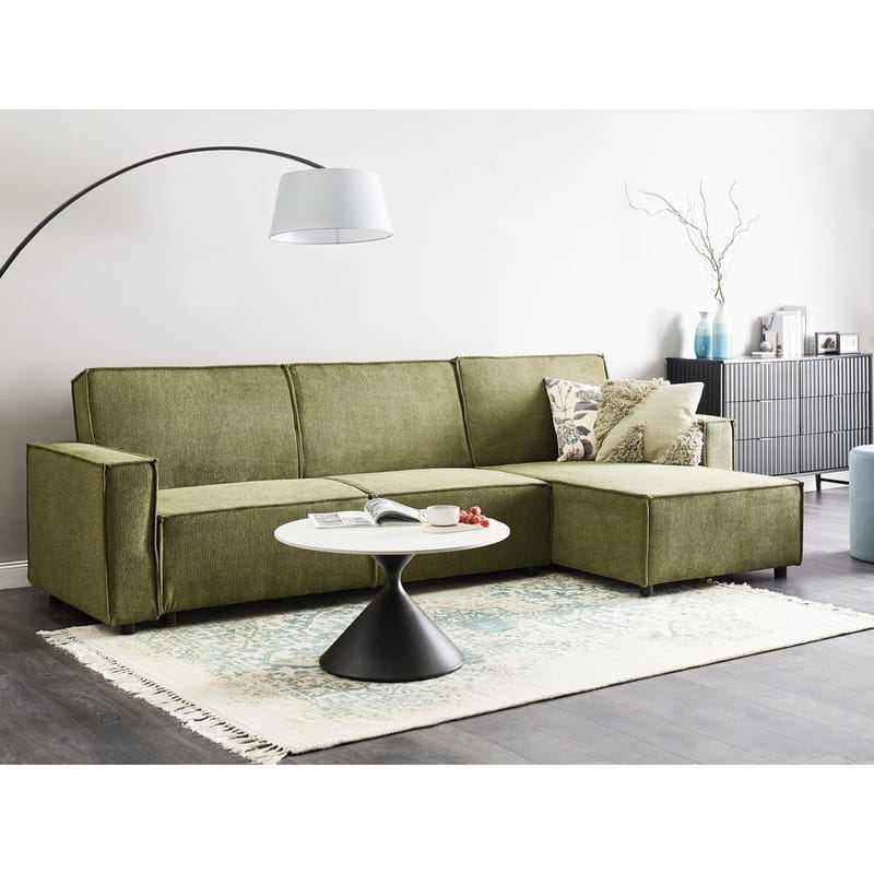 Hjørnesofa Romedal II - Grøn, Sort/Venstrevendt - Møbler - Sofaer - Sovesofaer