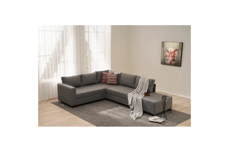 Hjørnesofa-seng Cove Venstre Grå - Mørkegrå - Møbler - Sofaer - Sovesofaer