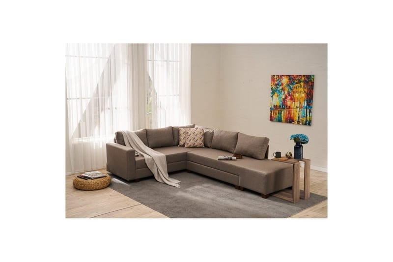 Hjørnesofa-seng Iroulport Arzilla Højre Brun - Brun - Møbler - Sofaer - Sovesofaer