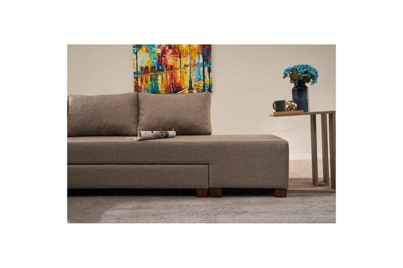 Hjørnesofa-seng Iroulport Arzilla Højre Brun - Brun - Møbler - Sofaer - Sovesofaer