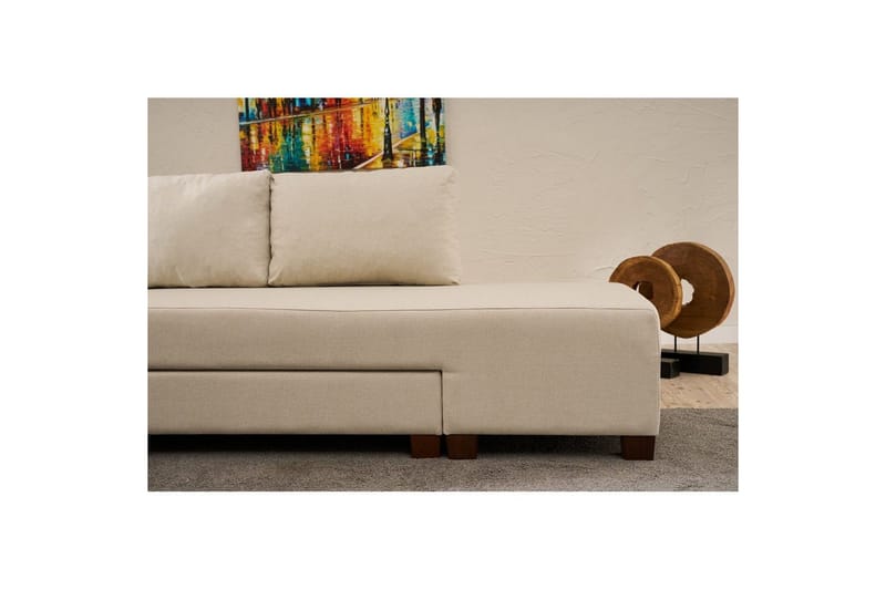 Hjørnesofa-seng Iroulport Arzilla Højre Creme - Creme - Møbler - Sofaer - Sovesofaer