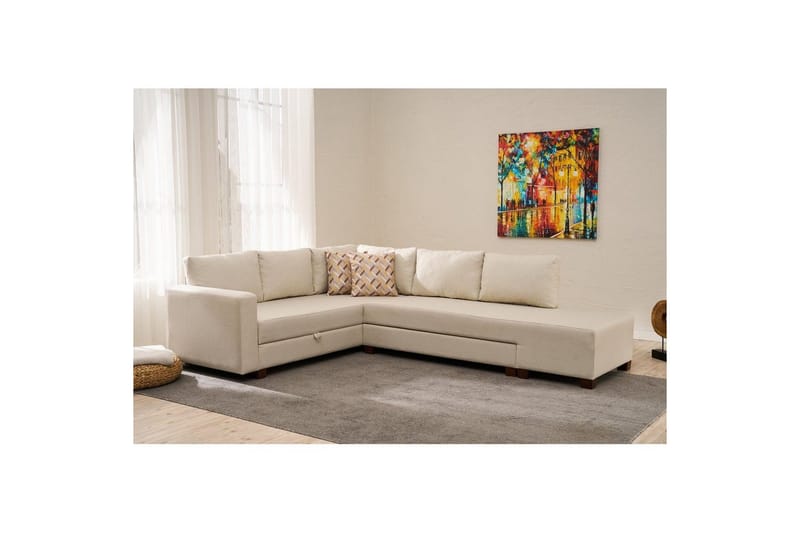 Hjørnesofa-seng Iroulport Arzilla Højre Creme - Creme - Møbler - Sofaer - Sovesofaer