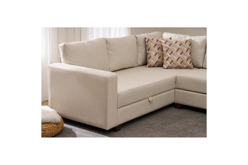 Hjørnesofa-seng Iroulport Arzilla Højre Creme - Creme - Møbler - Sofaer - Sovesofaer
