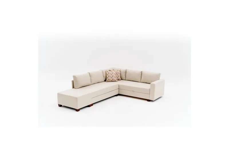 Hjørnesofa-seng Iroulport Arzilla Venstre Creme, Creme