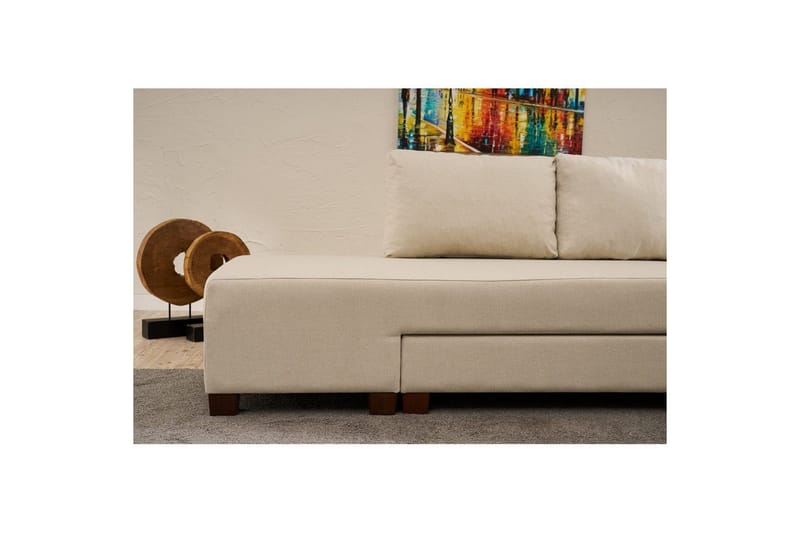 Hjørnesofa-seng Iroulport Arzilla Venstre Creme - Creme - Møbler - Sofaer - Sovesofaer