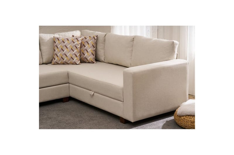 Hjørnesofa-seng Iroulport Arzilla Venstre Creme - Creme - Møbler - Sofaer - Sovesofaer
