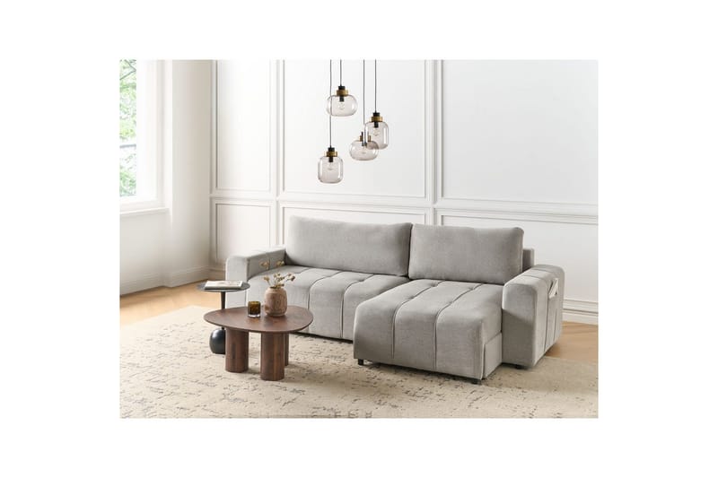 Hjørnesofa til venstre Venstrevendt Innvik - Grå, 213x156 cm - Møbler - Sofaer - Sovesofaer