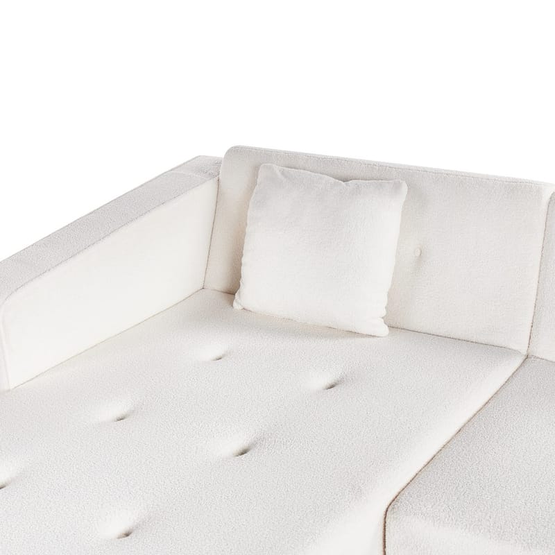 Hjørnesofa Vadso - Hvid, lyst træ/Højrevendt - Møbler - Sofaer - Sovesofaer